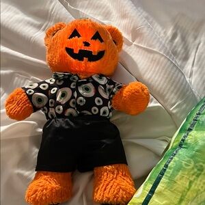 Build a bear with outfit lights Orange Halloween Teddy Bear with Eye Print Shirt